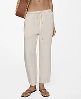 Mango Women's 100% Linen Jogger Trousers