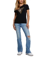 Guess Women's Leo Animal-Print Logo T-Shirt