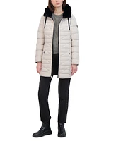 Nautica Women's Faux-Fur-Trim Hooded Packable Puffer Coat