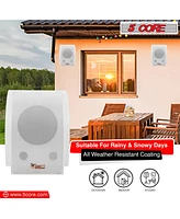 5 Core Outdoor Speakers Stereo In Wall Speaker Pair 100W Peak Passive Outside Surface Mount Wired Waterproof Patio House Garage Indoor Exterior Audio