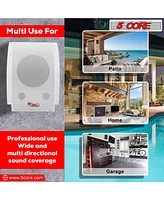 5 Core Outdoor Speakers Stereo In Wall Speaker Pair 100W Peak Passive Outside Surface Mount Wired Waterproof Patio House Garage Indoor Exterior Audio