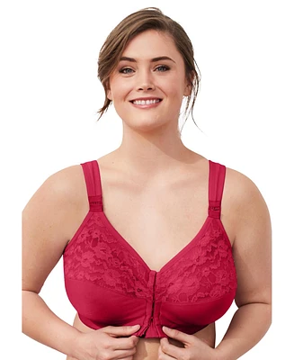 Comfort Choice Women's Plus Size Easy Enhancer Front Close Wireless Posture Bra