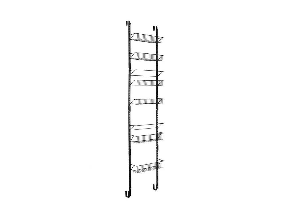 Slickblue Over the Door Pantry Organizer Rack with Adjustable Door Hook and 6 Basket