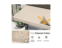 Slickblue Outdoor Manual Retractable Awning Cover Shelter Patio Sun Shade-Beige