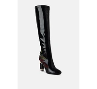 London Rag Ecstasy Fantasy Heel Patchwork Knee High Boots