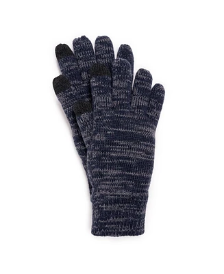 Muk Luks Men's Heat Retainer Gloves, Pewter/Ebony Marl, One