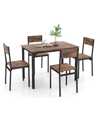 Slickblue 5 Piece Dining Table Set Industrial Style Kitchen Table and Chairs for 4