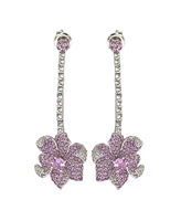 Suzy Levian New York Pink Sapphire & Lab-Grown White Sapphire Flower Petal Drop Dangle Earrings in Sterling Silver by Suzy Levian