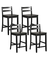 Slickblue Wooden Bar Stools Set of 2 with Ergonomic Backrest and Footrest