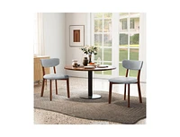 Slickblue Dining Chairs Set of 2 Upholstered Mid-Back with Solid Rubber Wood Frame