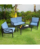 Vebreda 4 Pieces Patio Furniture Set Aluminum Frame Cushioned Sofa