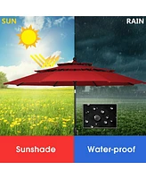 10ft 3 Tier Patio Umbrella Aluminum Sunshade Shelter Double Vented without Base
