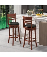 Sugift Set of 2 360° Bar Stools with Pu Upholstered Seats-Brown