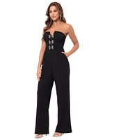 Betsy & Adam Women's Scuba-Crepe Bow-Front Jumpsuit