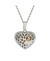 Suzy Levian New York Pink Sapphire Pave Puff Heart Pendant Necklace in Sterling Silver by Suzy Levian