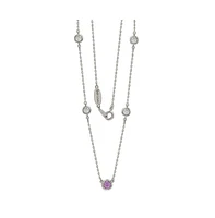 Suzy Levian New York Pink Sapphire & Lab-Grown White Sapphire 5 Stone Station Necklace in Sterling Silver by Suzy Levian