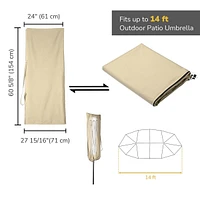 Umbrella Cover with Zipper Drawstring Uv Resistant for 14ft Double Side Parasol