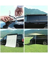 6.6x4.6 ft Car Side Awning Rooftop with Led Light Pull Out Tent Shelter Camping