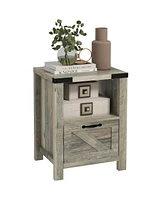 Homcom Wooden Freestanding Industrial Side Table with Multiple Storage Solutions, Grey