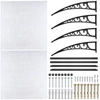 Yescom 2Pcs 40"x40" Door Window Awning Whole One-piece Polycarbonate UV30+ Outdoor Rain Snow Protection White Board