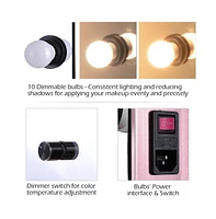 Byootique Lighted Hollywood Vanity Mirror 10pcs Dimmable Led Tabletop Mount Makeup