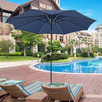 9ft Solar Power Led Patio Umbrella Outdoor Yard Parasol Sunshade Tilt with Crank