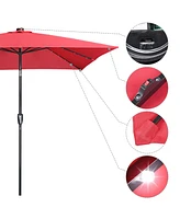 Yescom 9Ft Square Led Light Patio Umbrella Usb Port Solar Power Crank Tilt Garden Parasol Yard Deck Table Balcony Shade