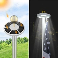 25 Ft Sectional Aluminum Flag Pole Kit with 111 Led Solar Light Us Flag Garden