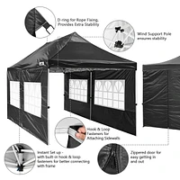10x20FT Canopy Wedding Party Tent Pop Up Folding Gazebo Outdoor w/ 4 Sidewalls & Bag Black