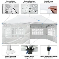 10x20FT Canopy Wedding Party Tent Pop Up Folding Gazebo Outdoor w/ 4 Sidewalls & Bag White