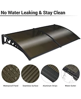 Yescom 80"x40'' Window Door Cover Awning 2 Whole Polycarbonate Hollow Sheets Porch for Uv Rain Snow Brown