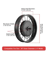 Yescom Electric Bicycle Motor Kit 20" 1000W Front Wheel 470RPM E-Bike Conversion Kit 48V for Fat Tire