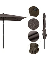 Yescom 10x6.5ft Rectangle Outdoor Patio Aluminium Umbrella Solar Led Light Crank Tilt Chocolate