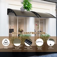 Yescom 2Pcs 40"X40" Window Patio Awning Door Canopy Polycarbonate Anti-UV50+ Cover Outdoor Rain Snow Protection Brown