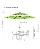 Yescom 10 Ft 3 Tier Patio Umbrella with Solar Led Crank Tilt Button Outdoor Yard Home