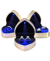 Luxury Heart Shape Led Ring Box Jewelry Wedding Engagement Proposal Light Case