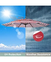 9 Ft 3-Tier Patio Umbrella Replacement Canopy Market Table Top Sunshade Cover