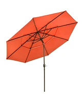 11 Ft 3 Tier Patio Umbrella with Protective Cover Crank Push to Tilt Hotel