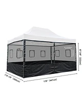 4 Half Mesh Sidewalls for 15x10 Ft Pop Up Canopy Tent w/ Window Food Vendor Fair
