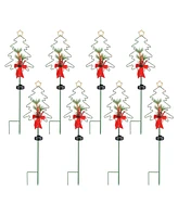 Solar Red Berries Tree Stake Lights Xmas Solar Pathway Light Garden Yard 8Pcs