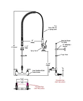 Aquaterior Wall Mount Commercial Faucet w/ Pre-Rinse Pull Down Sprayer 2 Pack