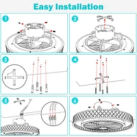 20" Enclosed Ceiling Fan with Light Dimmable App Control Low Profile Kids Room