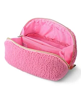 Byootique Plush Makeup Bag Open Flat Travel Toiletry Accessories Case Organizer