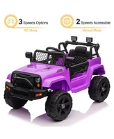 Yescom 12V Kids Ride On Truck Car Jeep with Remote Control, Led,3 Speeds Purple