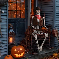 Yescom Life Size Skeleton Poseable with Glowing Eyes 5.4 Ft Halloween Party Decoration Haunted House