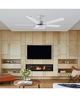 DELight 52" Ceiling Fan with Light & Remote 6 Speed Chandelier Lamp Reversible Indoor
