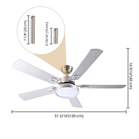 DELight 52" Ceiling Fan with Light Remote 6 Speed Led Chandelier Lamp Reversible Bedroom