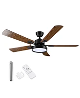 DELight 52" Ceiling Fan with Light & Remote 6 Speed Led Chandelier Lamp Bedroom 2 Pack