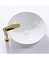 Aquaterior Round Ceramic Vessel Sink with Single Handle Faucet Drain Set of 2