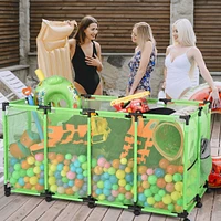 Yescom Metal Frame Extra Large 12 Wheels Rolling Mesh Pool Storage Bin 65"x 30"x 33" Pool Toy Floats Storage Organizer for Public Pools, Poolside Part